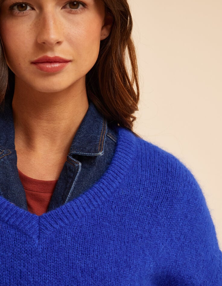 I.Code blue knit V-neck sweater Marine-5