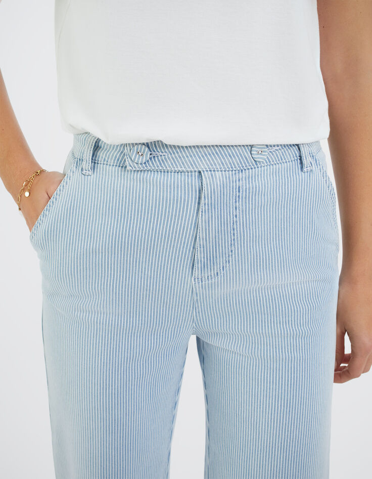 Pantalon large bleu à fines rayures blanches I.Code-2