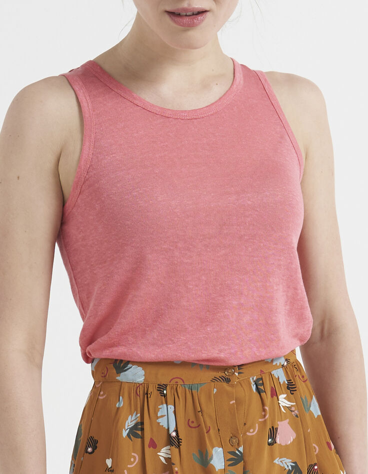 Camiseta de tirantes rosa chicle lino I.Code-7