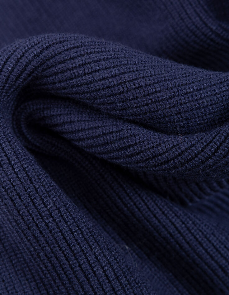 Marineblaue Kapuzenjacke Zip und Rippstrick I.Code-8