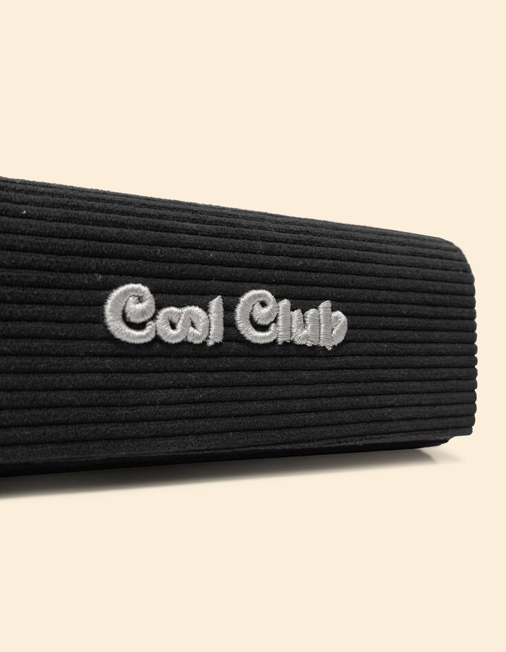 I.Code black embroidered corduroy glasses case-2