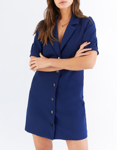 Robe tailleur indigo boutonnée I.Code