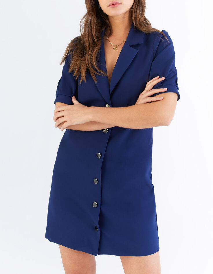 Robe tailleur indigo boutonnée I.Code-1 Robe tailleur indigo boutonnée I.Code-1
