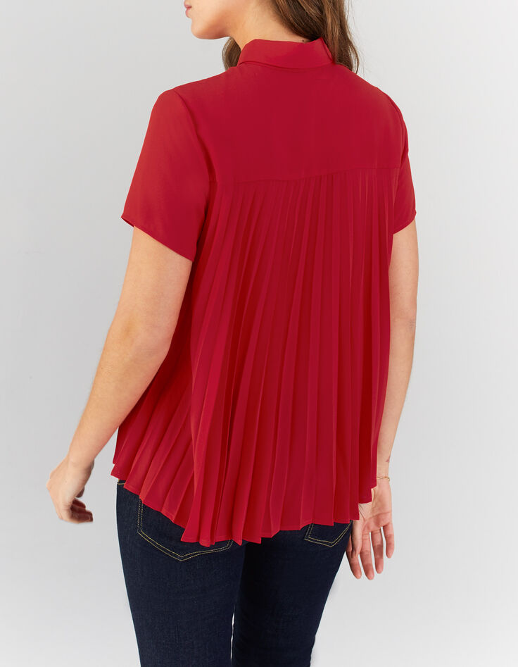 I.Code cherry flowing top with pleated back-3