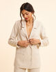 Chaqueta de traje con estampado de rayas de lúrex en color crudo I.Code-1