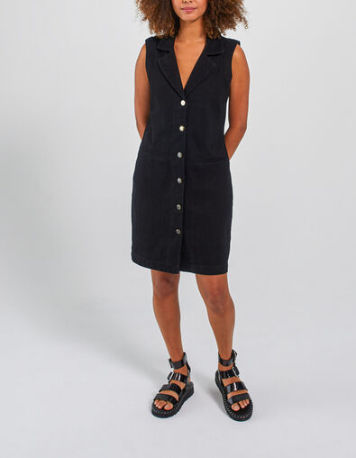 Robe chemise en jean noir sans manches I.Code