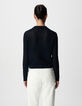 Marineblaue durchbrochene kurze STRICKJACKE f&uuml;r Damen-3