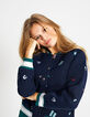 I.Code navy Girl Gang embroidered mesh baseball jacket-1