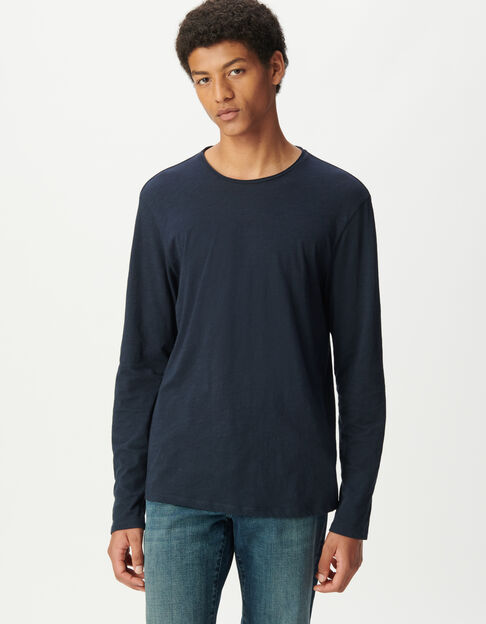 Marineblaues Herrenshirt L'Essentiel mit langen &Auml;rmeln - IKKS
