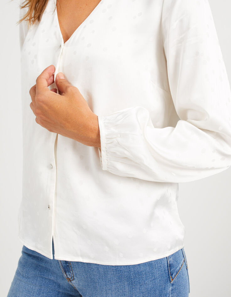 Blouse blanc cassé jacquard motif pois I.Code-3 Blouse blanc cassé jacquard motif pois I.Code-3