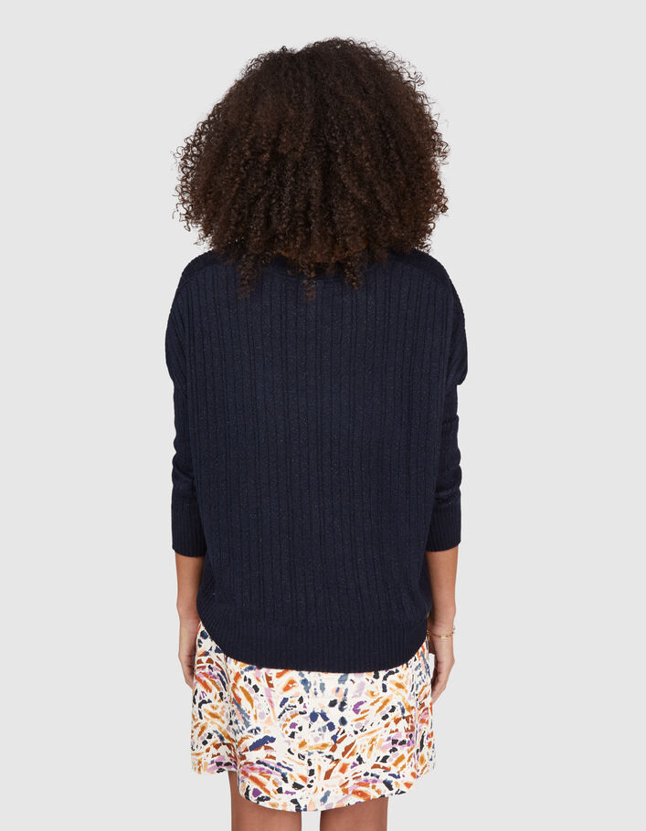 Navy knitted sweater with fancy stitches I.Code - I.CODE