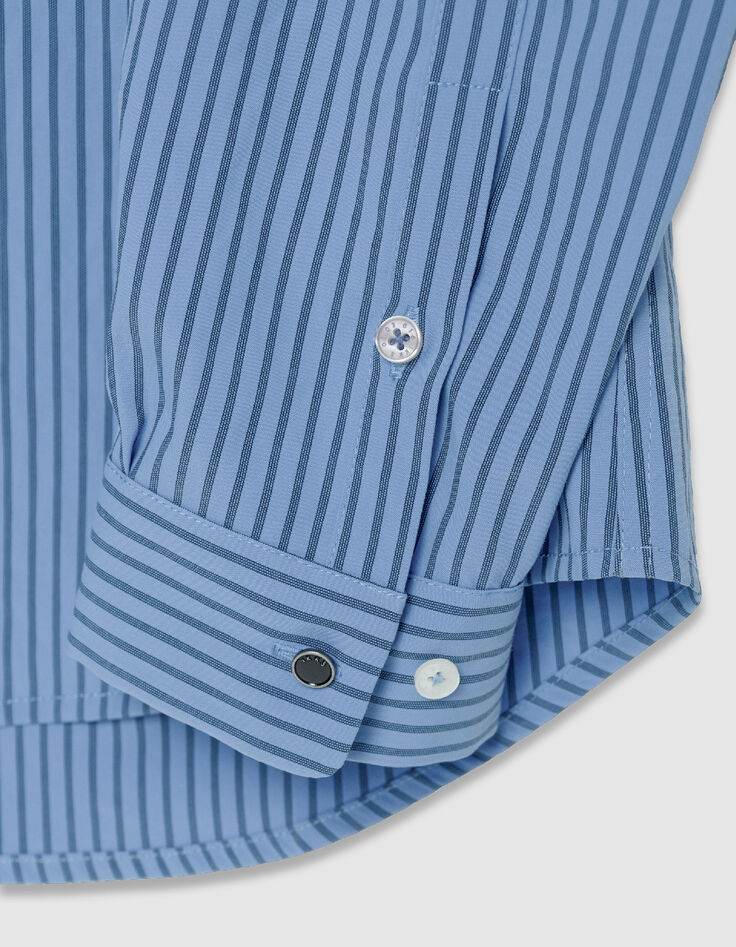 Herren EASY CARE slim blau gestreiftes Hemd-8