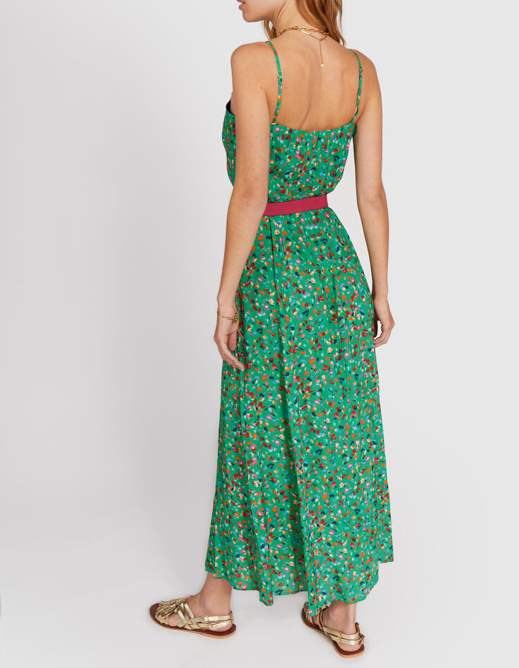 Vestido verde estampado tachista y tirantes finos I.Code-3 Vestido verde estampado tachista y tirantes finos I.Code-3