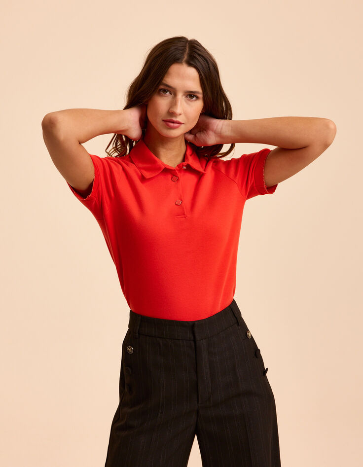 Rotes Strick-Top mit Kentkragen I.Code-2 Rotes Strick-Top mit Kentkragen I.Code-2