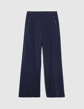 I.Code navy wide-leg trousers with press-stud pockets