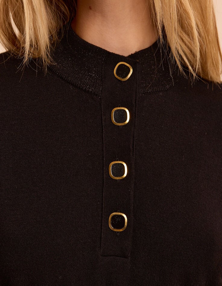 Robe manches longues noire tricot détails lurex I.Code-4 Robe manches longues noire tricot détails lurex I.Code-4