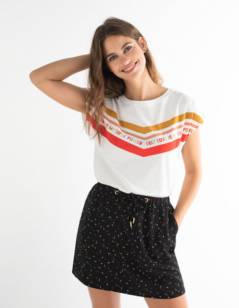 Wit T-shirt strepen en tekst I.Code 
