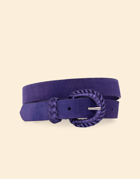 Ceinture violet cuir velours boucle tressée I.Code