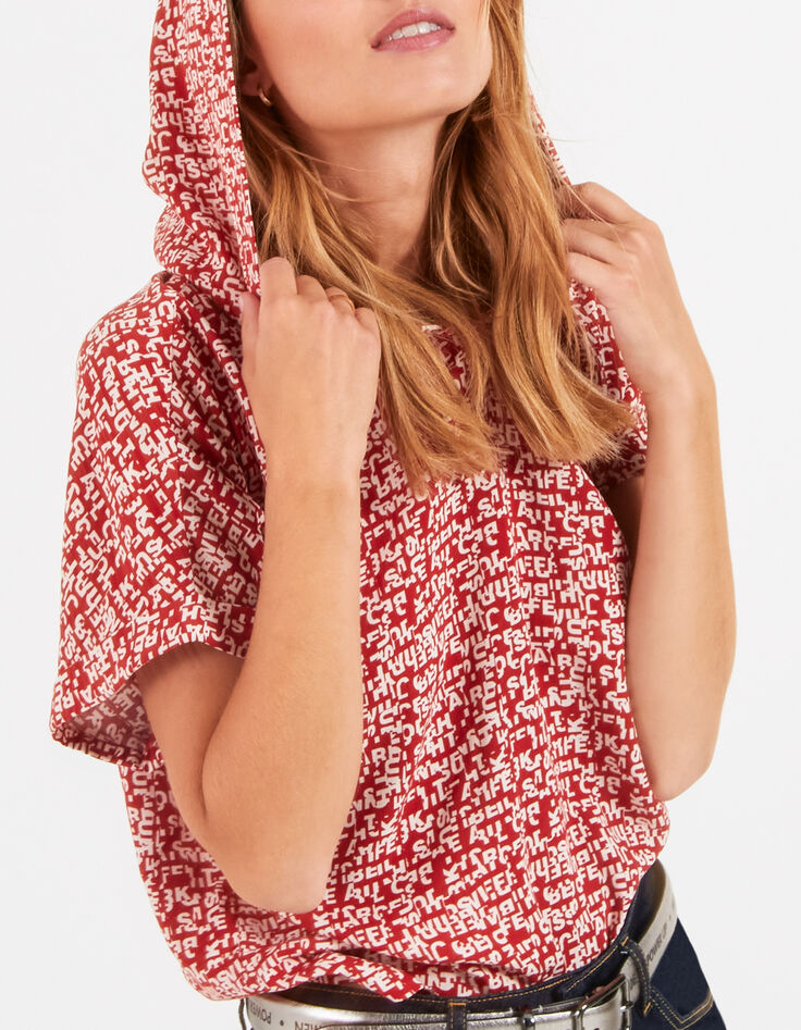 Top candy red imprimé mini typo I.Code-1 Top candy red imprimé mini typo I.Code-1