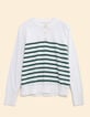 Weißer Strickpullover mit grünen Lurex-Streifen I.Code-7