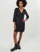 I.Code black dress with lace band on back-2