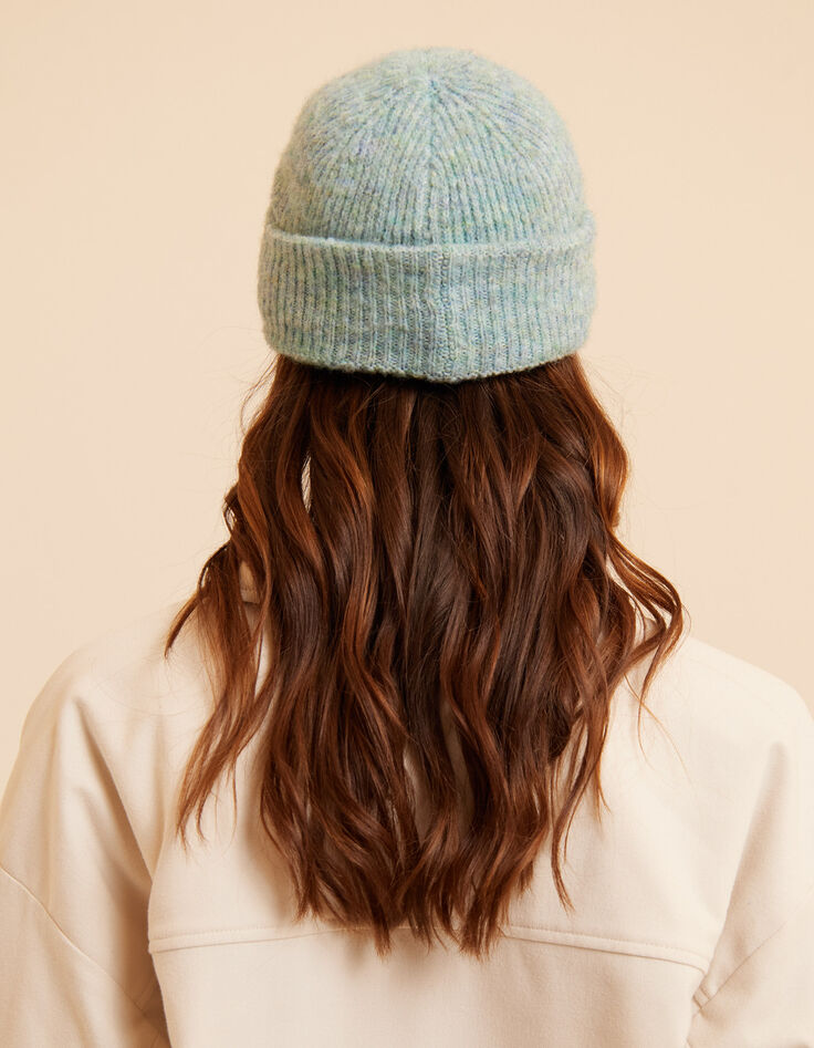 Groene muts ribtricot borduursel I.Code-4
