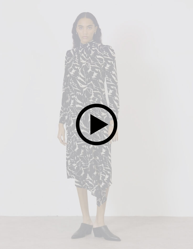 Schwarzes Kleid mit Zebra-Blumenmuster f&uuml;r Damen-8