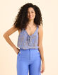 Top blau Floral-Kaschmirprint Schleife I.Code-1