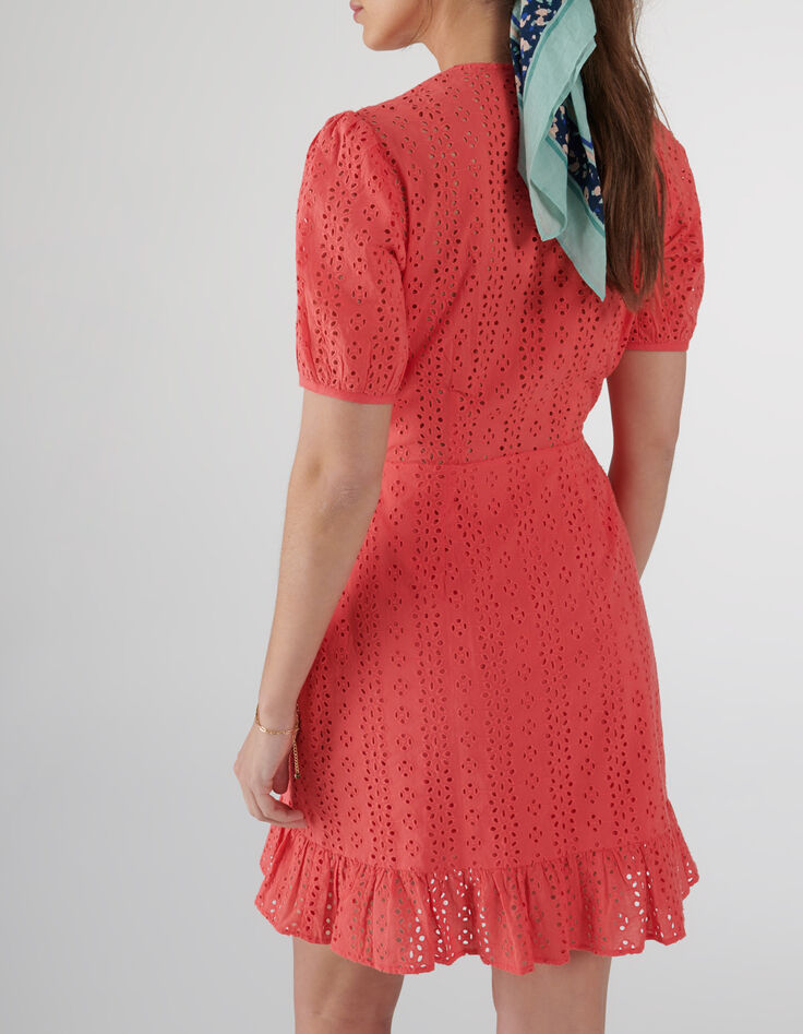 Vestido cruzado rosa bordado inglés I.Code-3 Vestido cruzado rosa bordado inglés I.Code-3