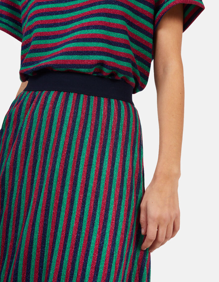 I.Code glittery magenta long skirt with coloured stripes - I.CODE