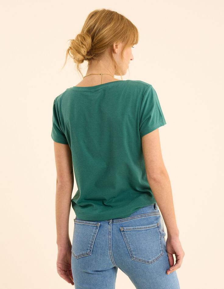 T-shirt manches courtes vert message coloré I.Code-4