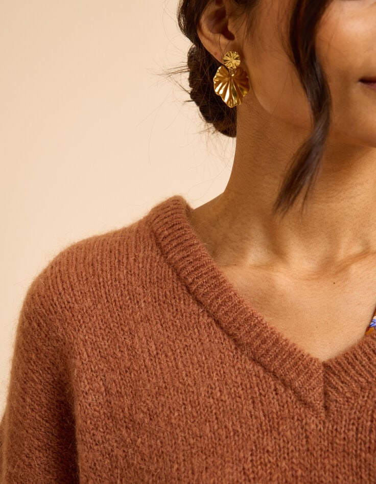I.Code camel knit V-neck sweater Marine-5 I.Code camel knit V-neck sweater Marine-5