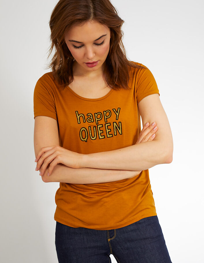 Amberkleurig T-shirt Happy Queen I.Code - I.CODE