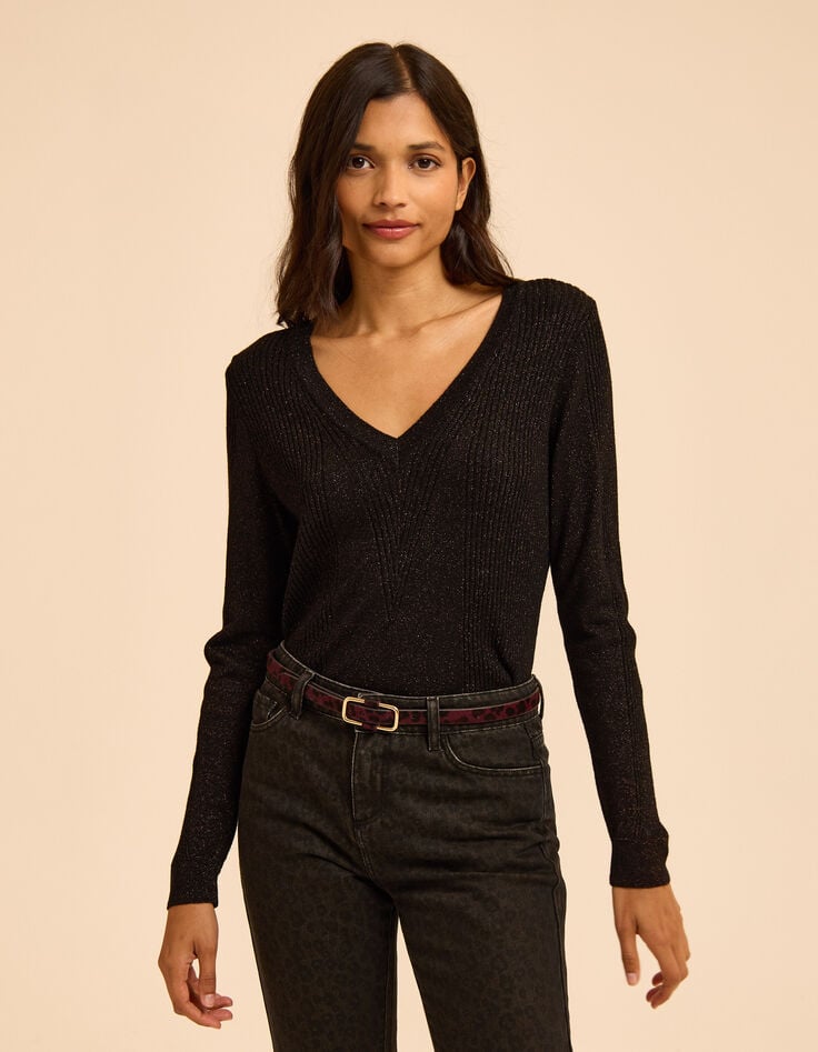 I.Code black lurex knit sweater with ribbing-3 I.Code black lurex knit sweater with ribbing-3