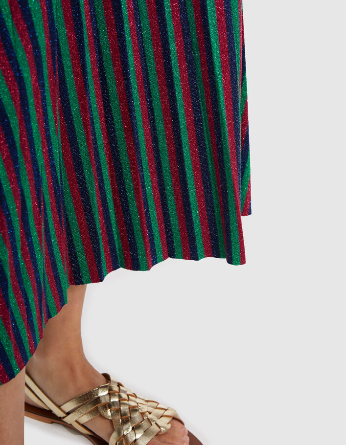 Jupe longue magenta pailleté motif rayures colorées I.Code - I.CODE