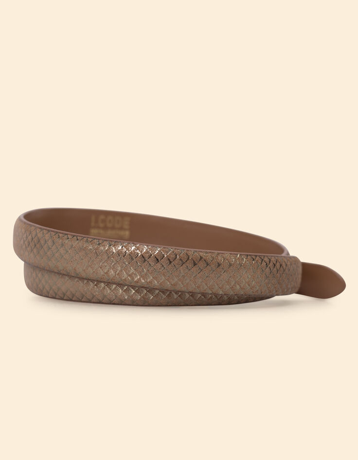 Ceinture fine dorée cuir velours effet python I.Code-3