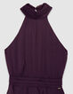 Samtiges burgunderfarbenes langes Kleid mit R&uuml;schen Damen-9