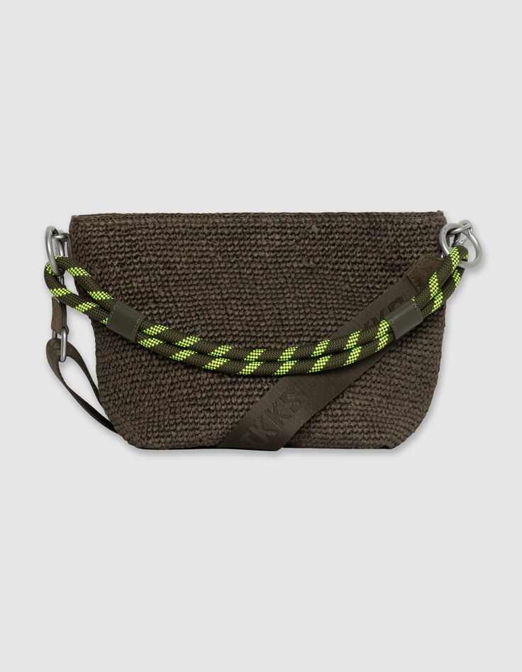 Die Tasche f&uuml;r Damen mit zwei Henkeln aus khakifarbenem, geflochtenem Bast-2
