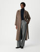 Manteau long beige ceintur&eacute; Femme-2