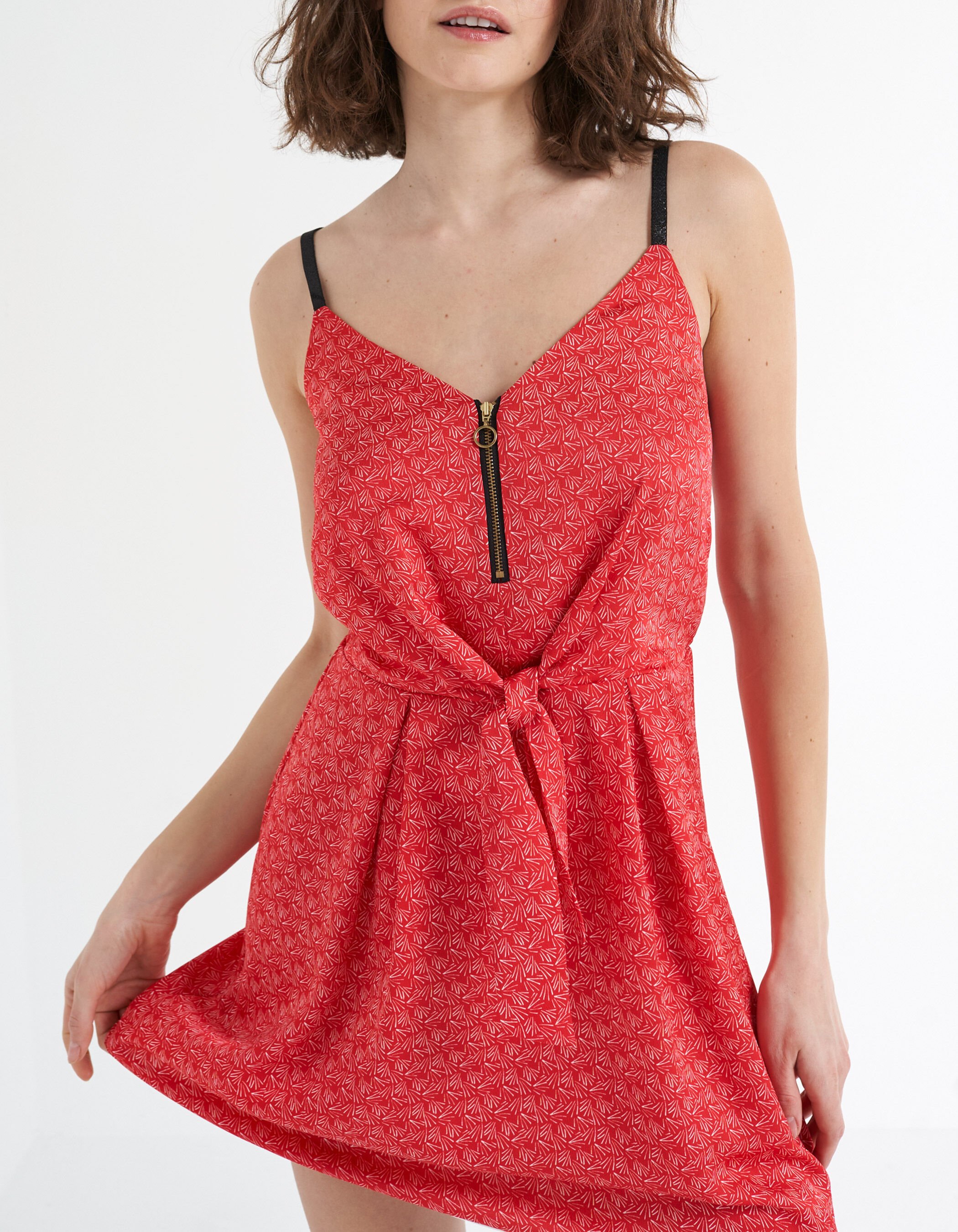 Robe coquelicot imprime minimaliste I.Code