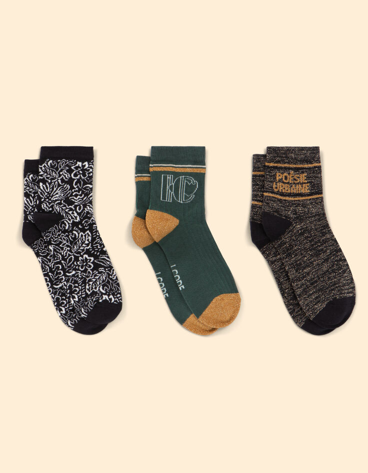 Lot 3 paires de chaussettes femme I.Code-1