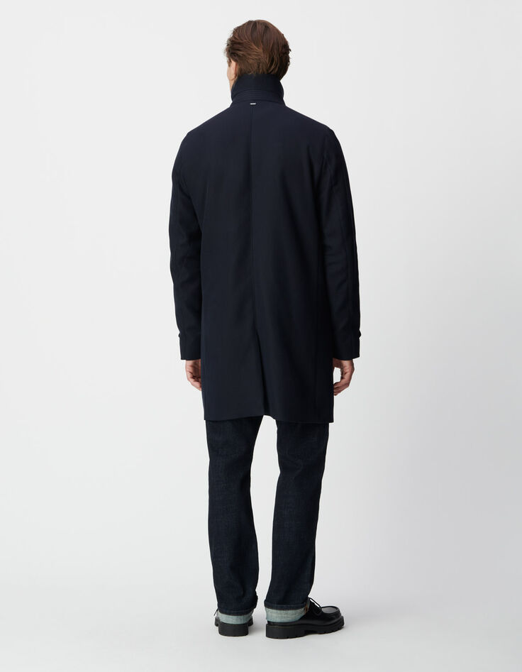 Blauer Trenchcoat mit abnehmbarem Kragen-3