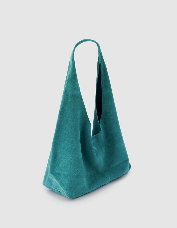 Hobo Tasche gr&uuml;n weiches Samt Leder Damen-2