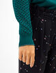 Smaragdgrüner Pullover mit Ajourmuster I.Code-2