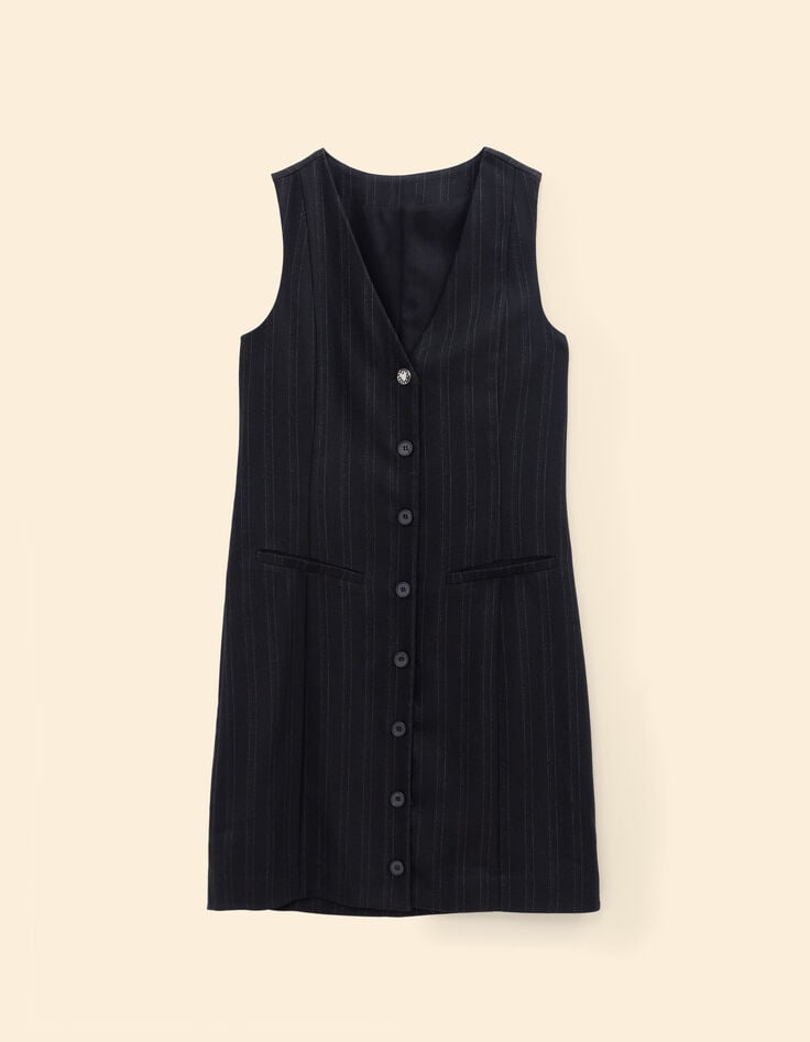 Vestido chaleco negro rayas I.Code-7 Vestido chaleco negro rayas I.Code-7