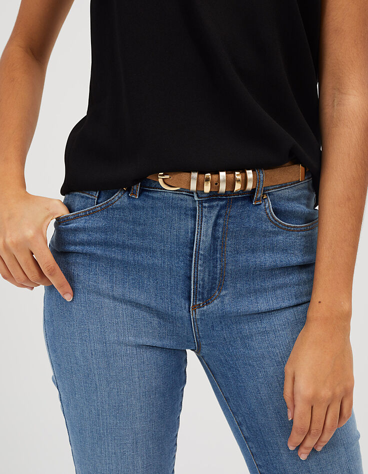 Ceinture sable en cuir velours I.Code-5