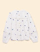 I.Code ecru blouse with blue flower embroidery-8