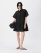 Schwarzes Kleid mit durchbrochenem Karomuster Damen-1