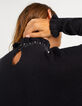 Zwarte cape-trui Victoriaanse kraag met studs I.Code-3