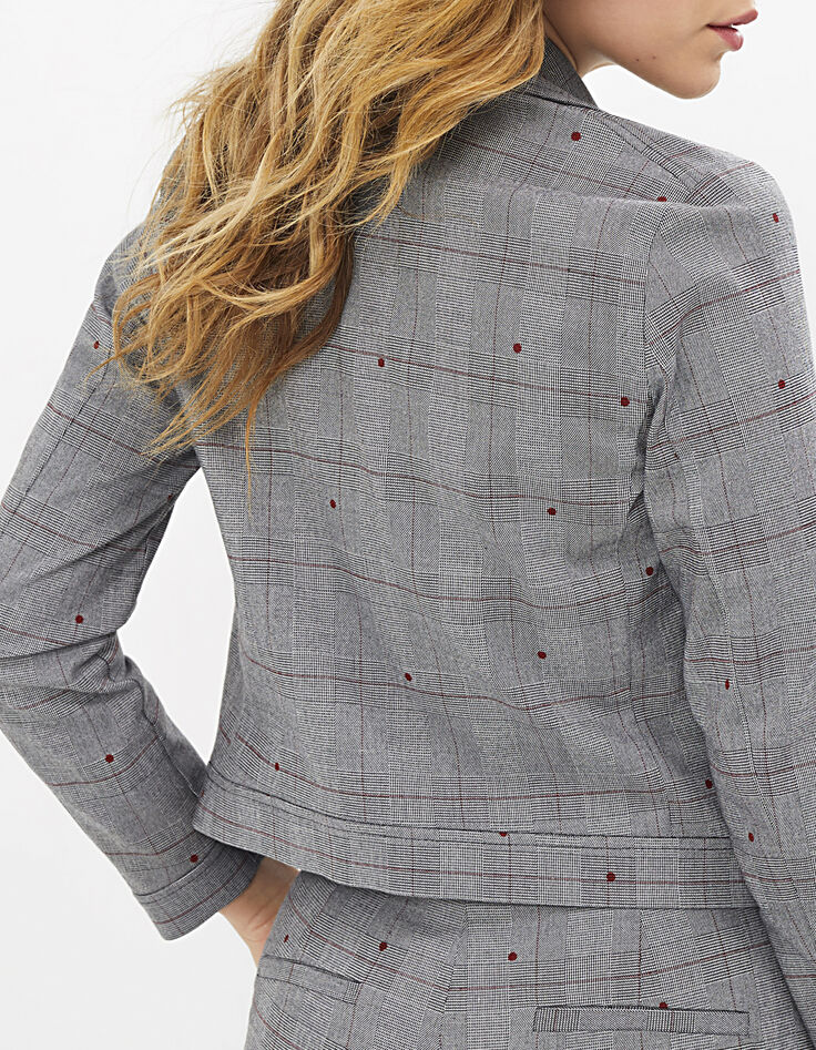 Veste grise esprit motard à motif prince-de-galles I.Code-3